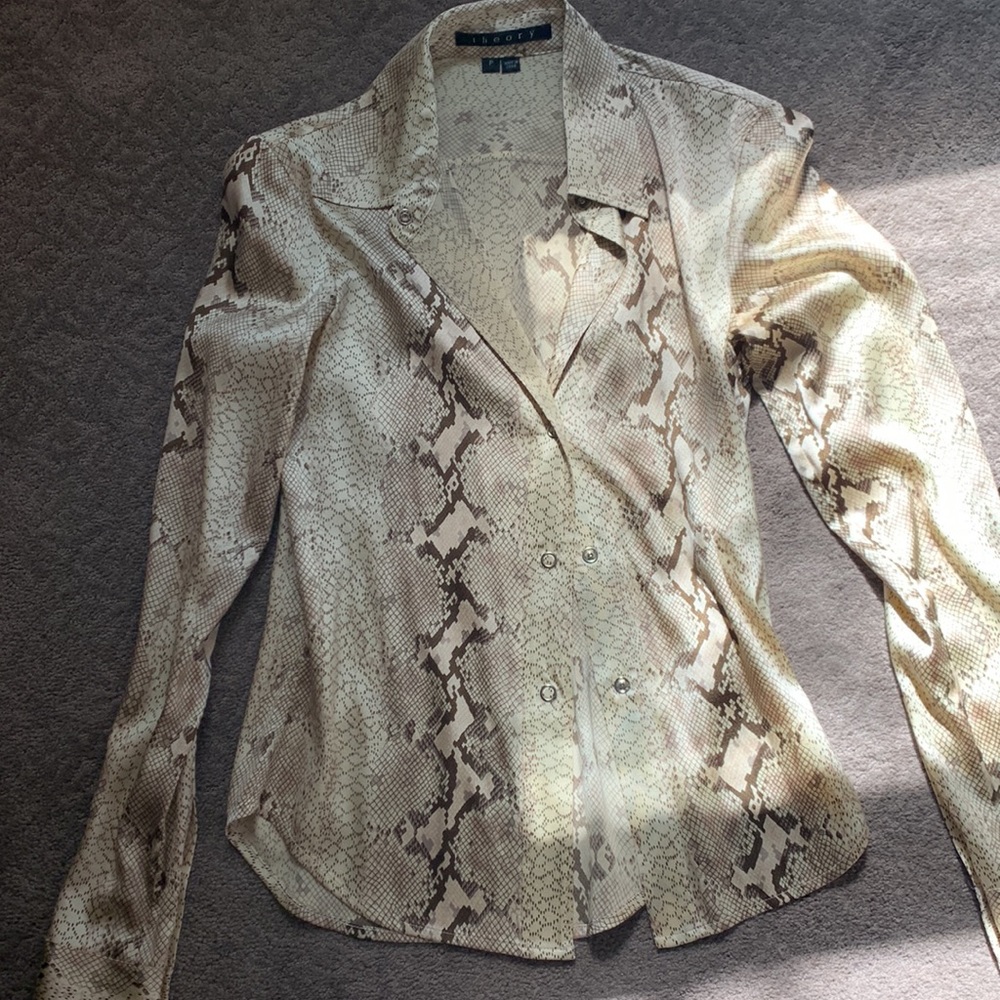 Theory Petite Silk Python Button Down - image 1